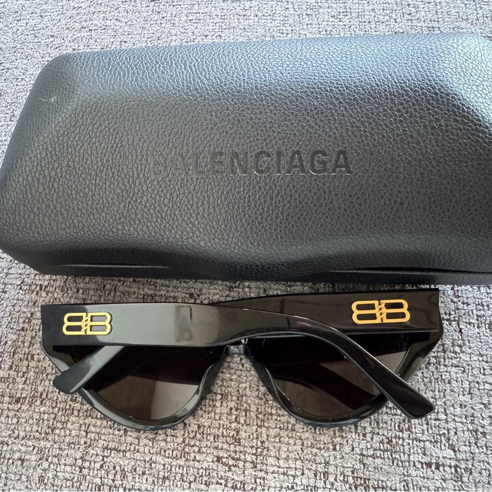 Balenciaga Black Sunglasses with Gold Logo